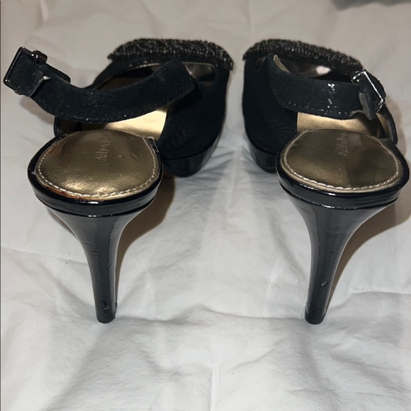 ANTONIO MELANI Black Beaded Slingback Heels - Picture 2 of 8